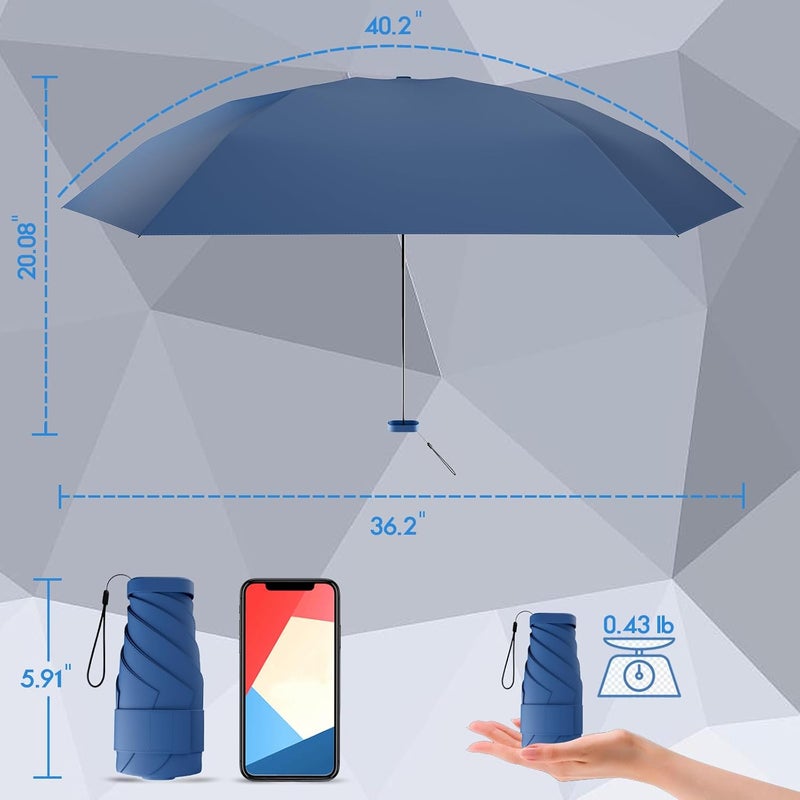 Copulan Store Windproof Mini Travel Folding Umbrella - UPF 50+ Sun & Rain Protection, Small Compact Lightweight Design Fits in Pocket or Bag, Eco-Friendly Fabric Wallet Umbrella for Commuter, Men Women Boys Girls - Image 3